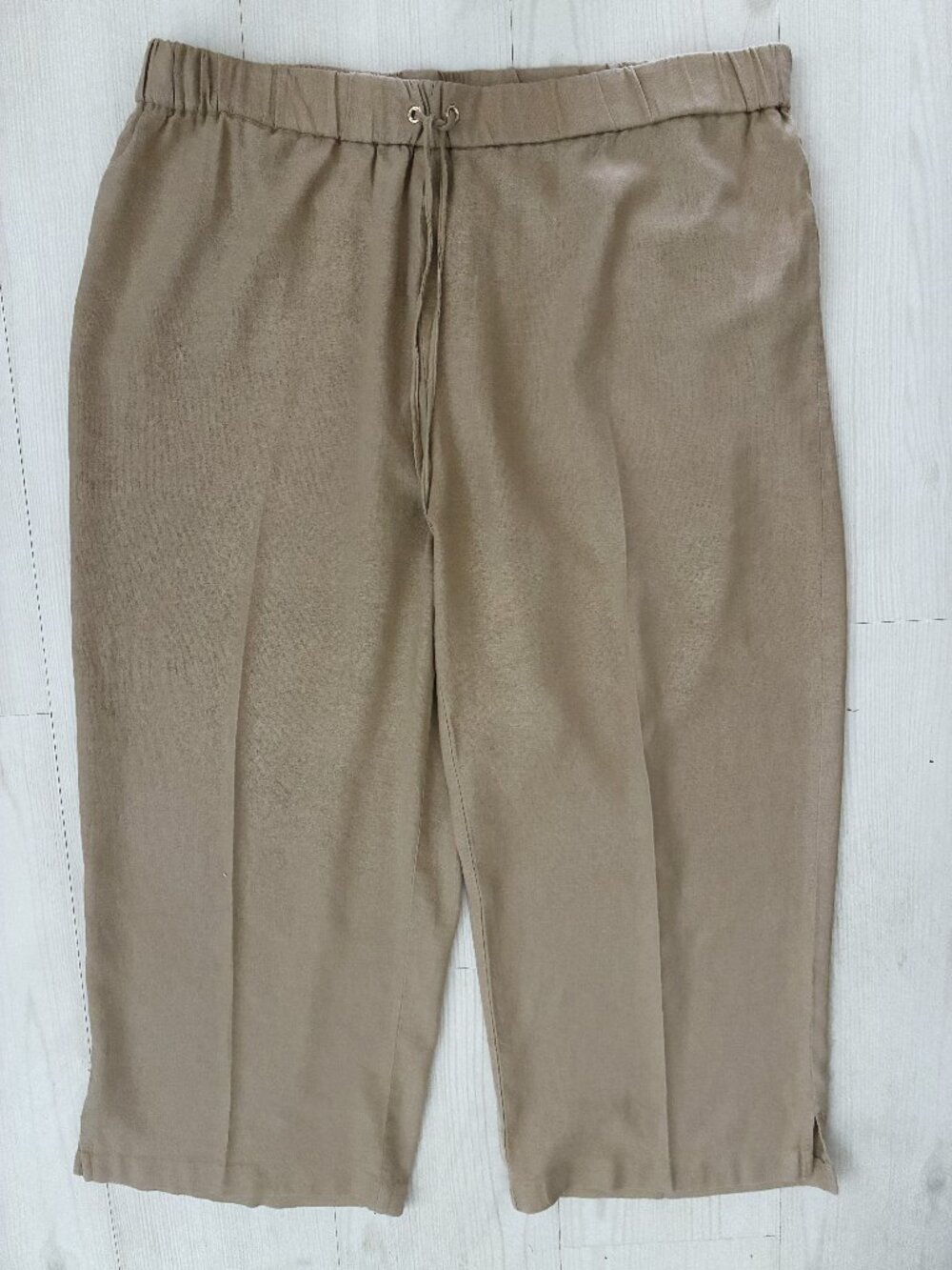 Michael Kors Women's Spring 2024 Linen-Blend Wide-Leg Cropped Size XL